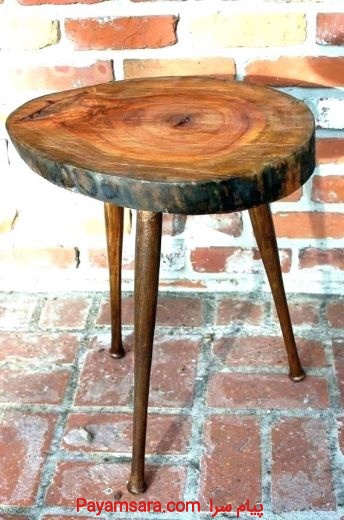 میز عسلی چوبی دست ساز پایه خراطی شده